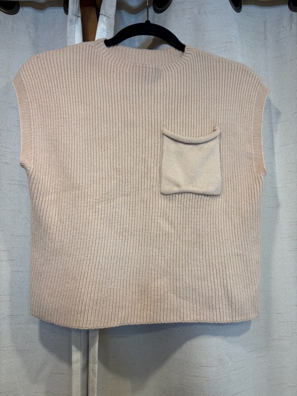 Sleeveless Knit Shell with Front Pocket Top